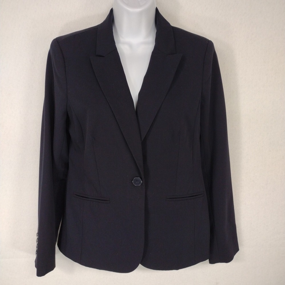 Liz Claiborne Career Blazer Women 6 Suit Jacket Lined Single Button Office Black